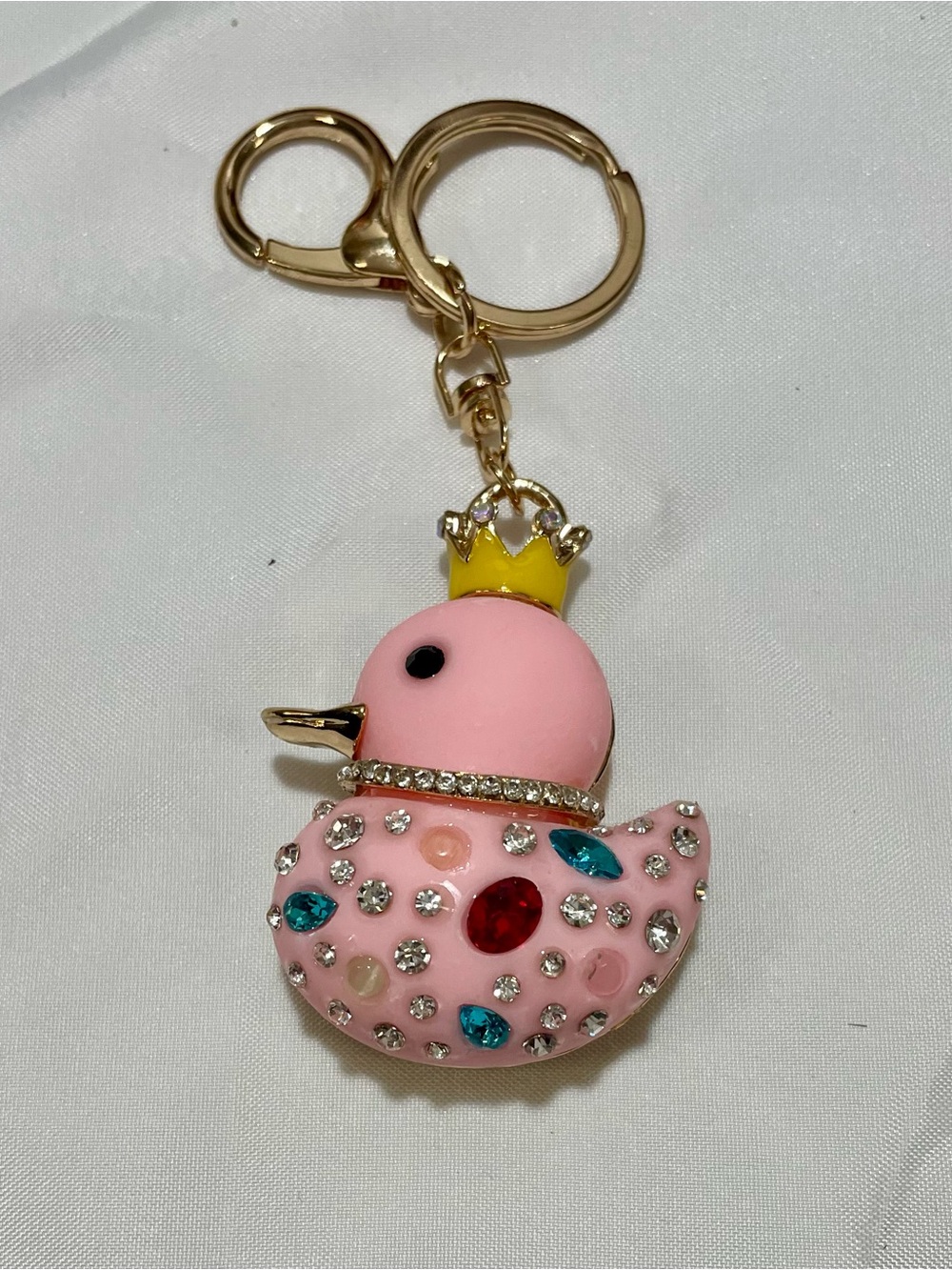 Bag Charm - Embellished Pink Duck with Crown and Jewels, NWOT